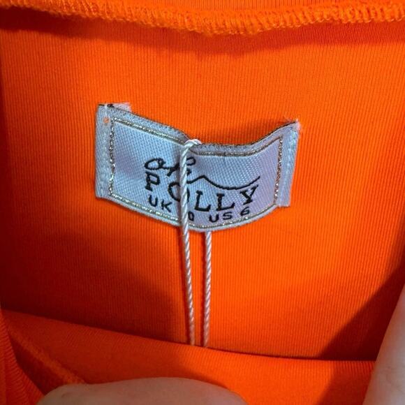 Oh Polly NWT Outsider Bodycon Mini Dress Long Sleeve Cut Out Neon Orange Size 6 - Picture 9 of 14